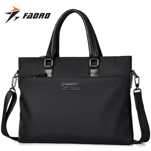 Fadelu Waterproof Waterproof Handbag Men's Briefcase Business Shoulder Messenger Bag Men's 14-inch Casual Computer Cloth Bag Black