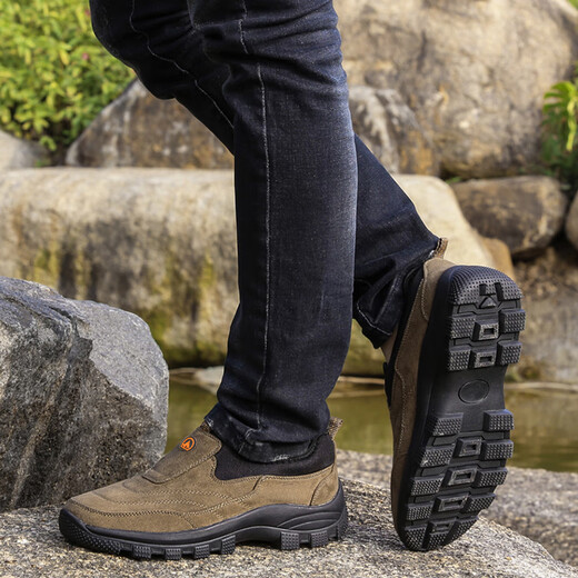 Printemps et automne extérieur alpinisme Sports pour hommes et chaussures décontractées semelle douce de l'âge moyen non lacets couverts de pied couvert chaussures de voyage chaussures de voyage 1503 marron 40