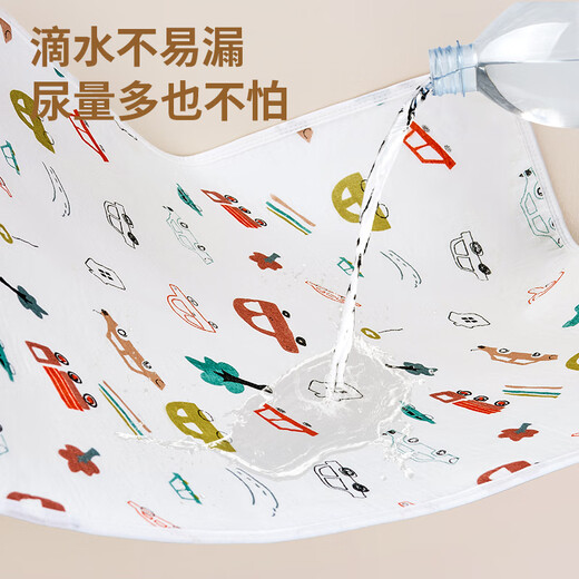 乐卡利 婴儿隔尿垫可水洗不易透水棉纱透气新生宝宝防漏尿护理姨妈垫 隔尿垫 【卡通汽车 70*50cm】