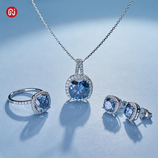 GIGAJEWE giant jewelry 4.5ct white gold cushion-cut blue push back moissanite stud earrings for girlfriend and mother, blue 18K