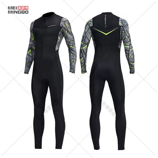 Zailu quick-drying large size swimsuit sun protection surfing wetsuit for men and women motorboat one-piece snorkeling wetsuit for hot springs black white flower sleeves for men - front zipper D03007 XS XS