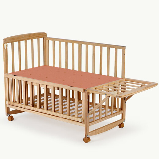 Baby Rabbit Log Crib Baby Bed Solid Wood Unpainted Children's Bed Baby Spliced Bed Multifunctional Newborn Movable 105 Solid Wood Bed (Variable Shaker) + Mosquito Net + Mattress