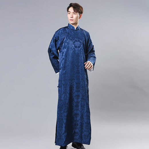 Conwhd cross talk gown Deyun Club performance clothing men's Republic of China style Chinese groomsmen dress robe Tang suit stand collar gown black L weight 170-190Jin Jin is equal to 0.5 kg