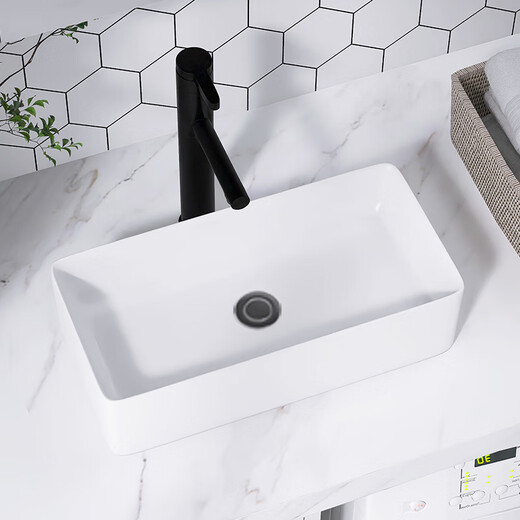 Jiumuwang (JOXOD) Arbeitsplatte Basin Fitionssensi Arbeitsplatten -Basin -Balkon -Waschbecken Einzugsbecken Haushaltswaschbeckengröße Quadratwaschbeckenhygiene 6210 klein (370 x 235x120)