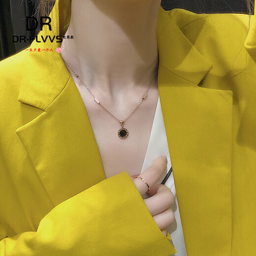 Fat Donglai's same style double-layer K gold necklace 18 yellow Au750 color gold stacked niche Valentine's Day 18k rose gold-Roman numeral 2 necklace gift box certificate