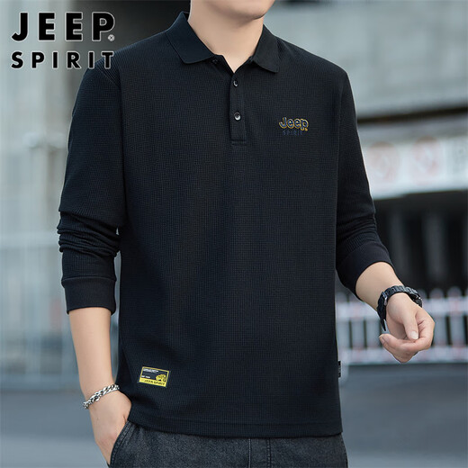 JEEP SPIRIT Jeep sweatshirt men's spring Korean style business bottoming shirt men's casual long-sleeved T-shirt men's black XL