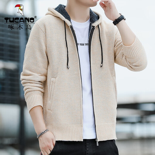 Woodpecker (TUCANO) Jacket Men's Spring and Autumn Trendy Brand Hooded Knitted Tops Teenagers Sweater Handsome Korean Men's Jacket 8802 Dark Gray XL