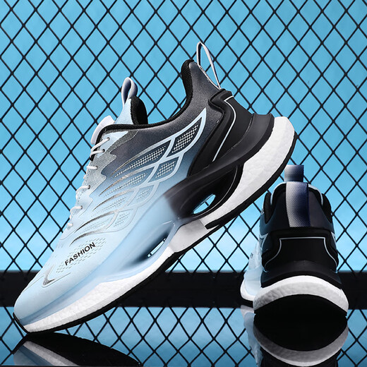 Caotu (CAOTU) men's shoes spring and summer breathable sports and casual men's trendy shoes men's mesh shock-absorbing running shoes men's thick-soled dad shoes men 9887 light blue [leather face style] 39 standard code