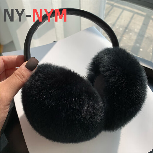 NY-NYM Double-sided Otter Rabbit Fur Ear Cover Real Fur Ear Cover Men and Women Korean Solid Color Retractable Ear Cover Winter Warm Ear Cover Grey