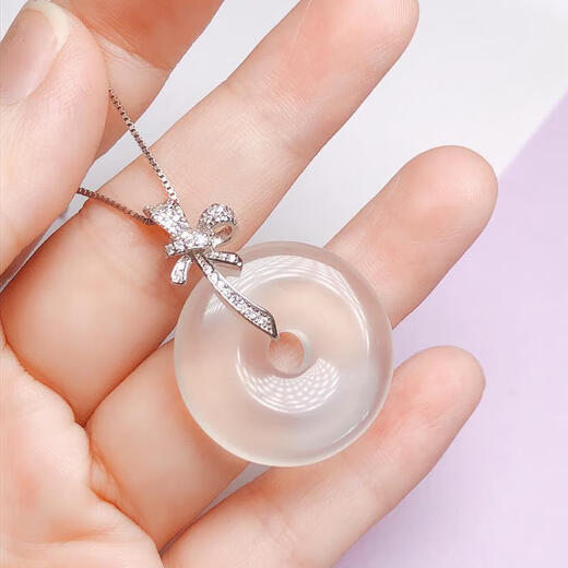 Nilan Fat Donglai same style 18k gold pendant buckle necklace peace buckle clip buckle jade Buddha jade hanging white gold