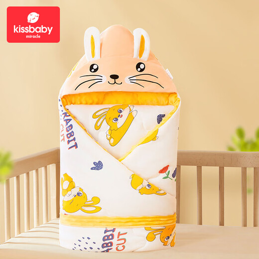 Kissbaby Miracle autumn and winter newborn baby pure cotton blanket swaddle baby blanket newborn beanie blanket outing supplies cute bunny autumn and winter thickening Kissbaby Miracle autumn and winter newborn baby pure cotton blanket swaddle baby blanket newborn beanie blanket outing supplies cute bunny autumn and winter thickening
