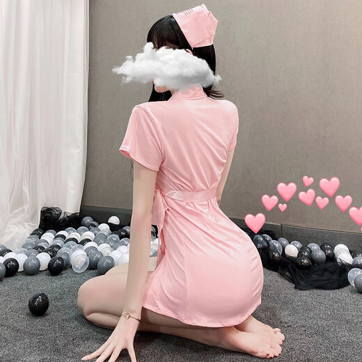 Feimu Girl Sexy traje de juego interpretando el uniforme femenino tentando la perspectiva de hendidura delgada Mujeres 7027 Set blanco de 3 piezas de tamaño blanco con hat-dress-t