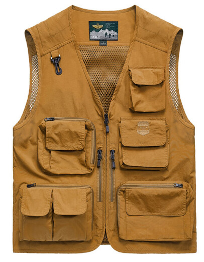 JP Spring-, Sommer- und Herbst-Dünn-Herren-Weste Multi-Pocket-Schnellrocknen Bergsteigerfotografie Jacke 9898 Orange S (geeignet für 95 Jin [Jin ist 0,5 kg] -110 Jin [Jin gleich 0,5 kg]))