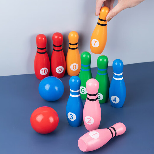 Sangetian (Sangty) Juguetes de boliche de madera sólida para niños Gran bola interior Sports Baby Baby Intelligence 2-3-4 años 2061 Bowling de madera sólida (gran tamaño/digital)