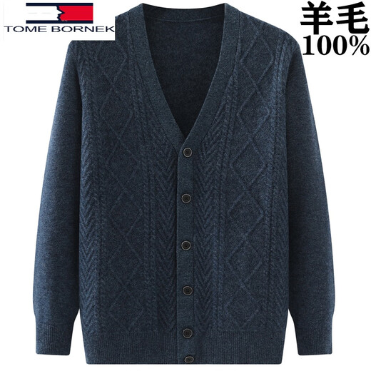 TOME BORNEK Dad's Wear Thickened 100% Cardigan Men's Sweater Knitted Cardigan Middle-aged and Old Men's Clothing Grandpa Spring Autumn Winter Solid Color V-Neck 8802 Mocha 170 Recommended 110-130Jin Jin is equal to 0.5 kg