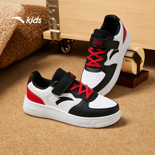 ANTA children's sports shoes for boys and girls with Velcro low-top campus white shoes easy sneakers A12448088