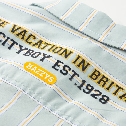 HAZZYS brand children's clothing boys summer new style simple thin and breathable classic lapel short-sleeved shirt color bar 110