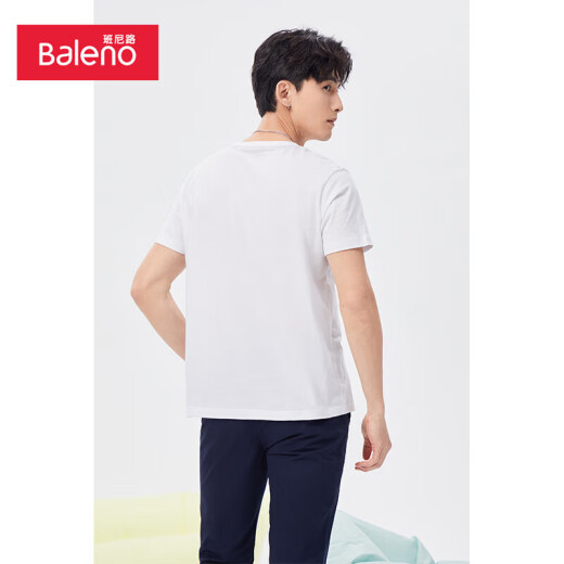 Baleno round neck solid color thin breathable loose couple versatile T-shirt 8890228401W white M