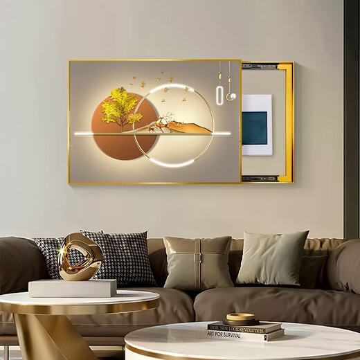 Yaoshijia Gemälde moderne Licht Luxusmesser-Box-Dekoration Gemälde mit schwacher aktueller Box Fulu Einfache löchende Wandverkleidung bedecken das leere Unboxing-Malmale JD12033 Fuschou Kangning 70*50 cm (Deckel 60*40) Heben Sie den Cover schwarzen Rahmen an
