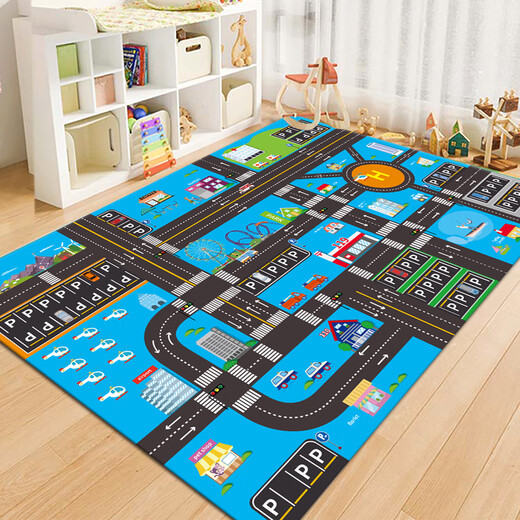 Jinko children's crawling carpet city traffic scene map toy blanket road track parking lot carpet gray city-3 200*300 cm with small mat