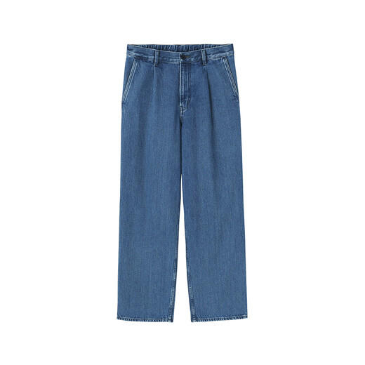 MUJI Men's Kapok Blend Denim Overalls Men's Men's Pants Straight Loose 25 Years Autumn Men's Wear Blue M (170/80A)