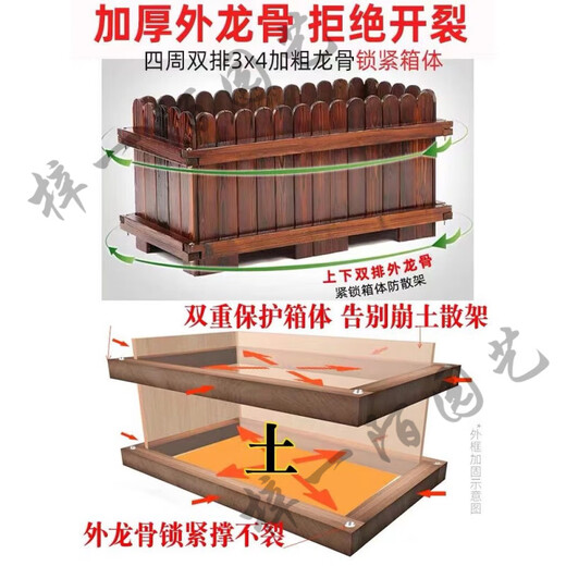 Flower box balcony tree pot vegetable box carbonized anti-corrosion wood large potted outdoor planting box outdoor courtyard outer keel reinforced spray paint length 60 width 30 height 30cm Pinus sylvestris large