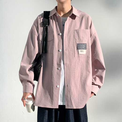 
Baiqueting short-sleeved shirt men's summer new ice silk shirt jacket men's trendy brand loose casual work jacket top 854 light gray 3XL