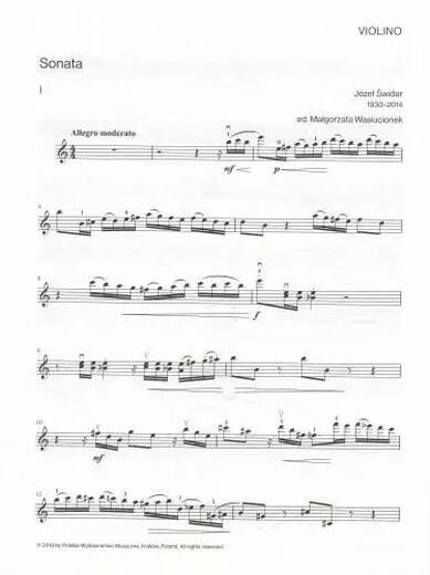 Wade Violin Sonata mit Stahl Begleiter polnischer PWM Original Musik -Score -Buch Jozef Swider Sonata für Violine und Klavier PWM12349 Single Book Vollvolumen