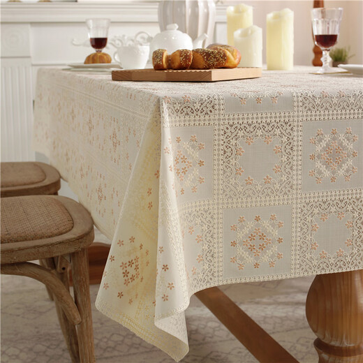 Table cloth waterproof, oil-proof, no washing and anti-scalding tea table cloth cover dining table mat pvc rectangular plastic table cloth sense FR653 pearlescent-Begonia 60*120cm