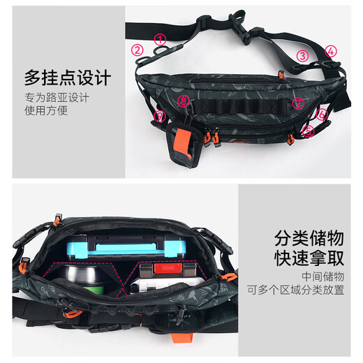 King Lua Lua bag multifunctional small waist bag crossbody shoulder bag fishing gear bag wear-resistant and water-repellent blue and black