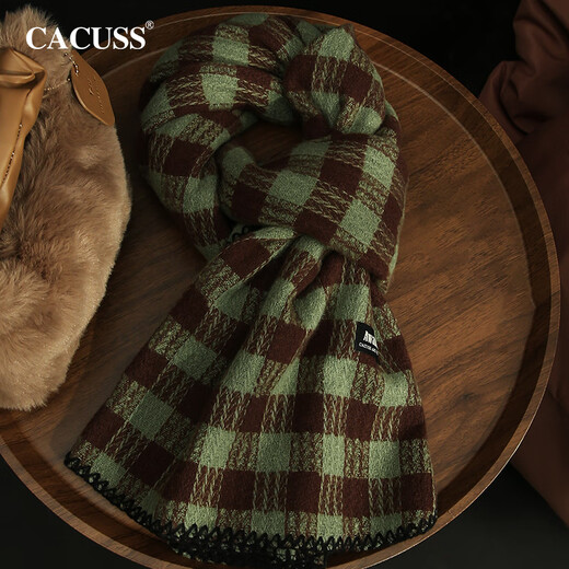 CACUSS scarf for women, autumn and winter long large shawl, winter neck protector, warm neck scarf, birthday gift for girls, brown and green