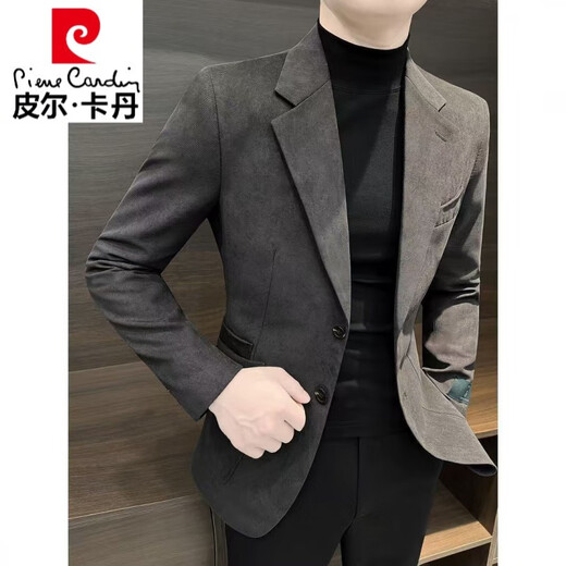 Pierre Cardin Deerskin Suit Jacket Men's 2024 New Spring and Autumn Business-Sense Fashion Casual Suit Jacket Men Brown 2XL