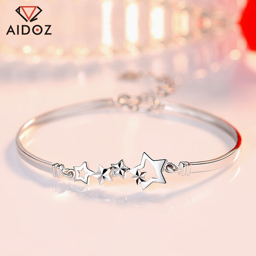 Aido Diamond pt950 platinum bracelet for women, fashion boutique, platinum lucky star bracelet gift for wife, stars connected, weight 7.0-7.2 grams + delivery certificate