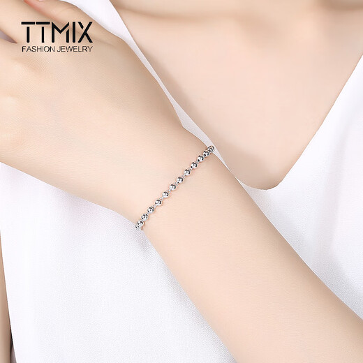 TTMIX Platinum Ball Bead Bracelet PT950 Platinum Transfer Beads Women's Hand Jewelry Real Gold Buddha Beads Bracelet 4.9-5.1g 16+3cm Thick 3.0mm