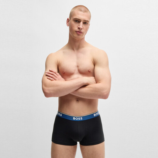 Hugo Boss 黑标 男士舒适3件装四角裤平角内裤 50517827 10260726 深蓝/红/绿 967 3条 M