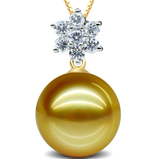 Tahitian black pearl pendant necklace single mother-of-pearl bead snowflake clavicle chain 925 silver 8mm-9mm black