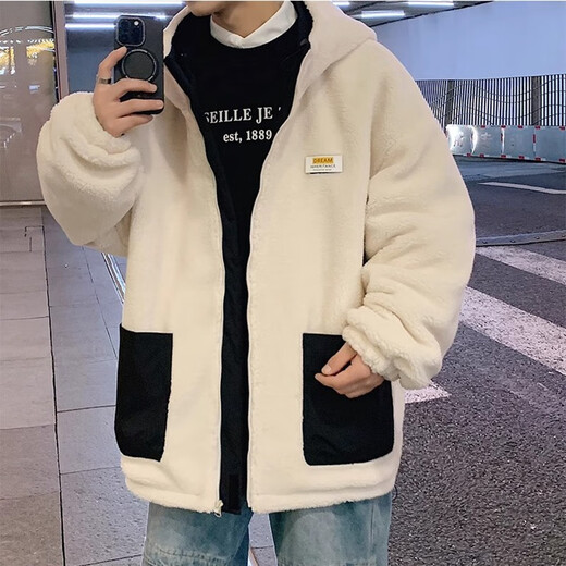 NASA BASE double-sided lamb velvet cotton coat men's autumn and winter velvet thickened feather puffer coat cotton jacket Jinjiang cotton coat gray green L 120-145Jin Jin equals 0.5 kg