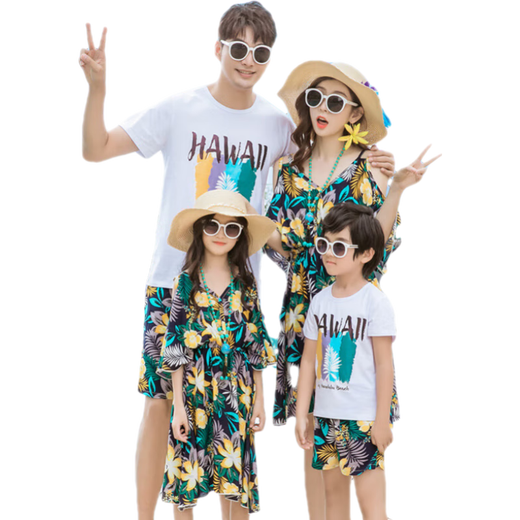 Wei Ai Little Squirrel (weiaidexiaosongshu) Parent-Child Clothes Beach Vacation Parent-Child Summer Clothes Beach Dress Family of Three Casual Family Clothes 9202 6376 Blue Suit 170 (M) Male