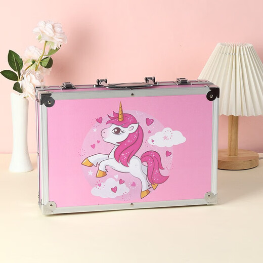 Xingmitu Mädchenspielzeug, Kindergeburtstagsgeschenke, 7–14 Jahre alt, Grundschule, Zeichenbrett, Malwerkzeug-Set, Aquarellstift, 3–6 Jahre alt, doppelschichtige Aluminiumbox, Malset, Einhorn, rosa, Schulanfang, Geschenkpaket, 6–12 Jahre alt, Geschenk, komplette Mal-Geschenkbox, Weihnachten, Neujahrsgeschenk