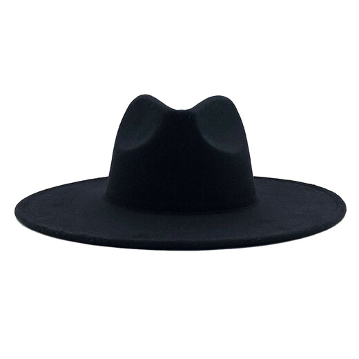 Select letter European and American autumn and winter large brim felt hat peach heart top fashion casual flat brim hat for men and women British imitation woolen material jazz hat gray coffee suitable for 56-58CM head circumference