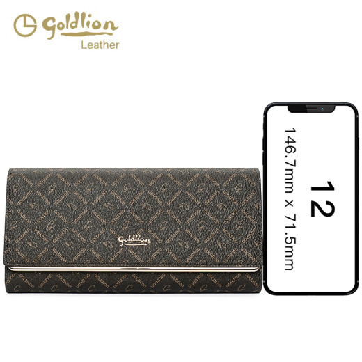Goldlion Wallet 2024 Neue Mode Retro Mode gedruckte Handtasche Wallet Long Damen Trendy Clutch 618 Dunkler Kaffee/Akzent Farbe Inneres Verschleiß