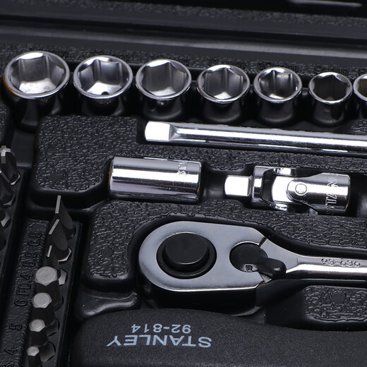 史丹利（STANLEY）35件6.3mm公制套筒棘轮扳手工具箱套装小飞汽修快速套筒扳手组套 94-691-22
