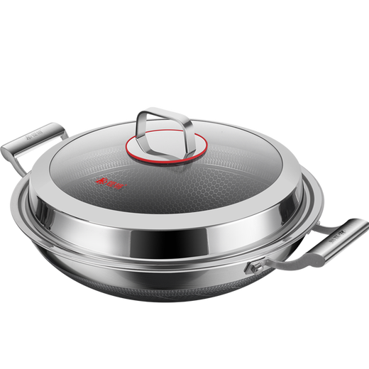 Kengq 316 wok en acier inoxydable grand coup de poêle à gaz de cuisinière à induction à double ménage à double étal