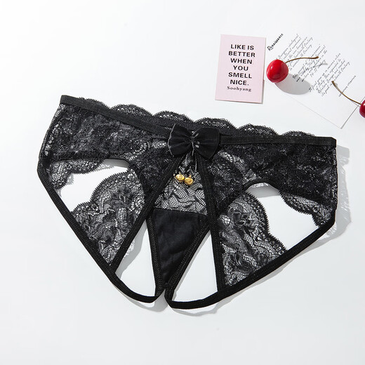 Sexy Lace Fully Transparent Sexy Panties Open and Easy to Take Off Hot Women's Thong High Elastic Perspective Hollow Black M Recommendation 80-115Jin Jin is equal to 0.5kg