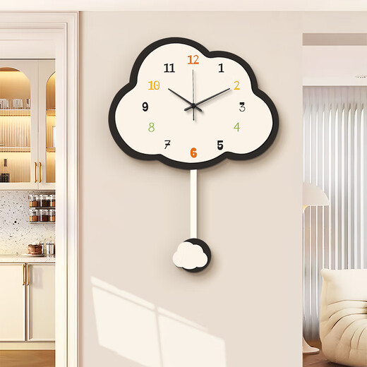 Long time no see cream style wall clock living room simple creative clock home restaurant cloud wall clock hanging watch