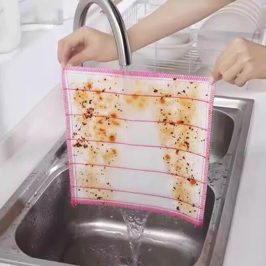 Kitchen cotton gauze dishcloth fiber absorbs water and does not stick to oil cleaning rag dish towel bulk scouring pad scouring pad 3 pieces
