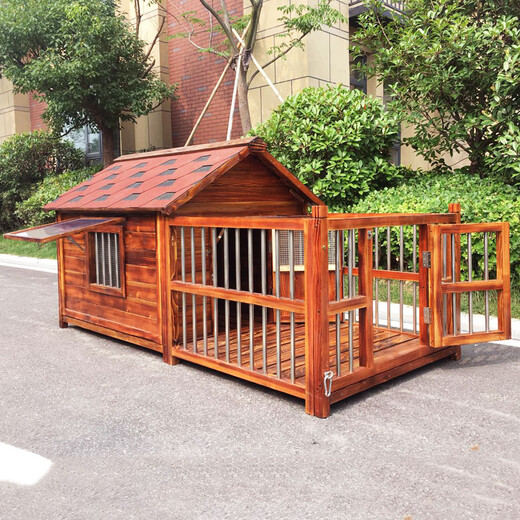 Dog House Outdoor Waterproof Solid Wood Dog House Medium and Large Dog Golden Retriever Dog House Rainproof Summer Outdoor Four Seasons Pet Villa 5XL Single Room Double Windows with Screen Package Installation
