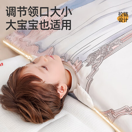 Warm-European detachable children's autumn and winter thickened constant temperature baby sleeping bag, anti-kicking quilt for big children, universal for all seasons, sleeping bear, beanie fleece, inner quilt cover + 1 thin quilt core + 1 thick quilt core