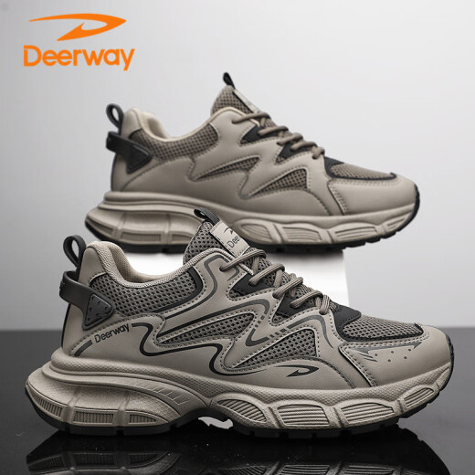 Sneakers Deerway Chaussures masculines 2025 Chaussures d'été Chaussures décontractées pour hommes épaisses semelles respirantes chaussures papa marron 42