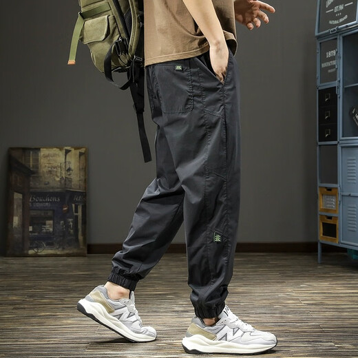 JEEP SPIRIT Jeep 2025 Working Summer Men's Leisure Pants Loose Quick-Drying Sports Pants Thin Harlen Charge Pants Black 3XL Recommended Weight 190-210Jin [Jin equals 0.5 kg]